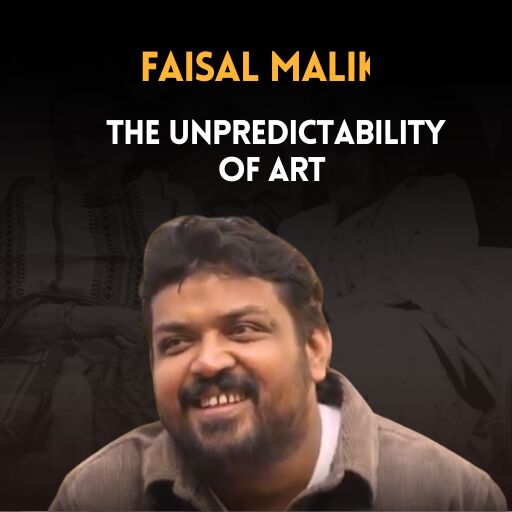 Faisal Malik on the Metaphor Lucknow Litfest stage, captioned “The unpredictability of art.”